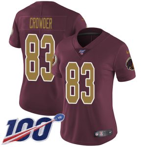 cheap Commanders #83 Jamison Crowder Burgundy Red Alternate Women's Stitched NFL 100th Season Vapor Limited Jersey