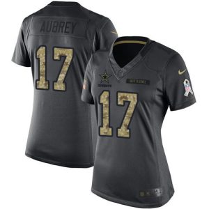 wholesale Cowboys #17 Brandon Aubrey Black Women's Stitched NFL Limited 2024 Salute to Service Jersey