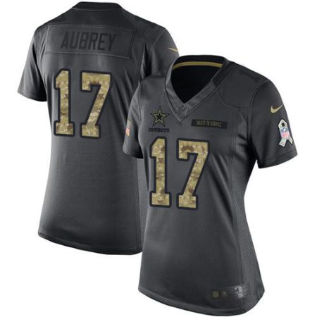 wholesale Cowboys #17 Brandon Aubrey Black Women's Stitched NFL Limited 2024 Salute to Service Jersey