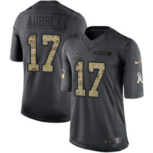 Cowboys #17 Brandon Aubrey Black Youth Stitched NFL Limited 2024 Salute to Service Jersey
