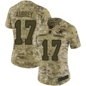cheap Cowboys #17 Brandon Aubrey Camo Women's Stitched NFL Limited 2024 Salute To Service Jersey