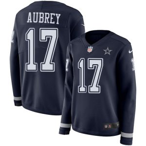 wholesale Cowboys #17 Brandon Aubrey Navy Blue Team Color Women's Stitched NFL Limited Therma Long Sleeve Jersey