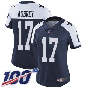 cowboys #17 brandon aubrey navy blue thanksgiving women's stitched nfl 100th season vapor throwback limited cheap jersey