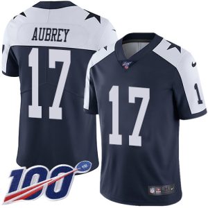 cowboys #17 brandon aubrey navy blue thanksgiving youth stitched nfl 100th season vapor throwback limited wholesale jersey