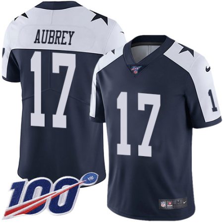cowboys #17 brandon aubrey navy blue thanksgiving youth stitched nfl 100th season vapor throwback limited wholesale jersey