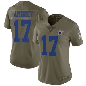 wholesale Cowboys #17 Brandon Aubrey Olive Women's Stitched NFL Limited 2024 Salute To Service Jersey