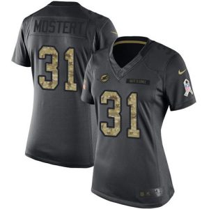 Dolphins #31 Raheem Mostert Black Women's Stitched NFL Limited 2024 Salute to Service Jersey