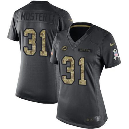 Dolphins #31 Raheem Mostert Black Women's Stitched NFL Limited 2024 Salute to Service Jersey