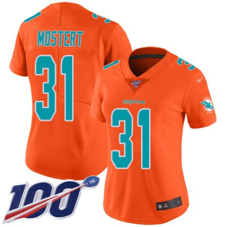 dolphins #31 raheem mostert orange women's stitched nfl limited inverted legend 100th season wholesale jersey