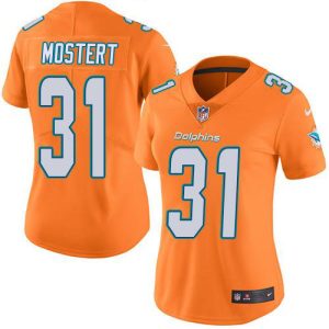 cheap Dolphins #31 Raheem Mostert Orange Women's Stitched NFL Limited Rush Jersey