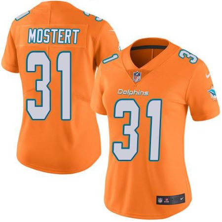 cheap Dolphins #31 Raheem Mostert Orange Women's Stitched NFL Limited Rush Jersey