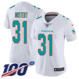 wholesale Dolphins #31 Raheem Mostert White Women's Stitched NFL 100th Season Vapor Untouchable Limited Jersey