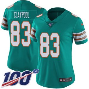 cheap Dolphins #83 Chase Claypool Aqua Green Alternate Women's Stitched NFL 100th Season Vapor Untouchable Limited Jersey