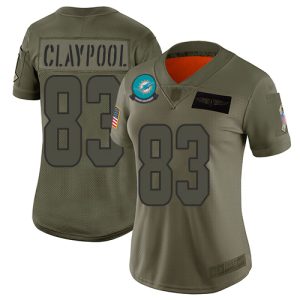 Dolphins #83 Chase Claypool Camo Women's Stitched NFL Limited 2024 Salute To Service Jersey