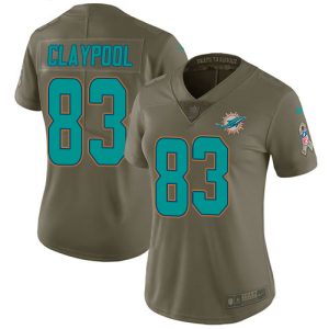 Dolphins #83 Chase Claypool Olive Women's Stitched NFL Limited 2024 Salute To Service Jersey