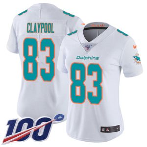 wholesale Dolphins #83 Chase Claypool White Women's Stitched NFL 100th Season Vapor Untouchable Limited Jersey
