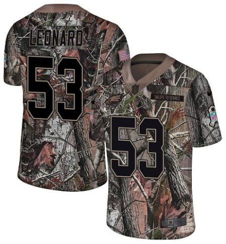 wholesale Eagles #53 Shaquille Leonard Camo Youth Stitched NFL Limited Rush Realtree Jersey