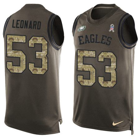 wholesale Eagles #53 Shaquille Leonard Green Men's Stitched NFL Limited Salute To Service Tank Top Jersey