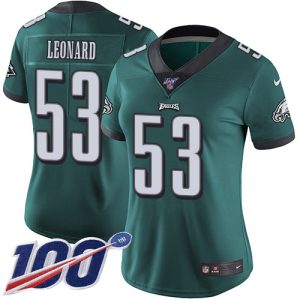 eagles #53 shaquille leonard green team color women's stitched nfl 100th season vapor untouchable limited wholesale jersey