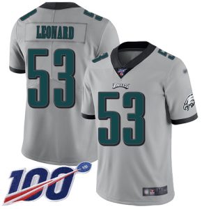 wholesale Eagles #53 Shaquille Leonard Silver Youth Stitched NFL Limited Inverted Legend 100th Season Jersey
