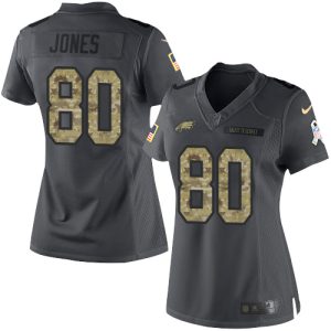 wholesale Eagles #80 Julio Jones Black Women's Stitched NFL Limited 2024 Salute to Service Jersey