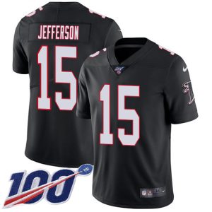 Falcons #15 Van Jefferson Black Alternate Stitched Youth NFL 100th Season Vapor Untouchable Limited Jersey