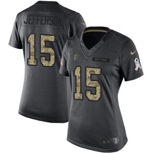 Falcons #15 Van Jefferson Black Stitched Women's NFL Limited 2024 Salute to Service Jersey