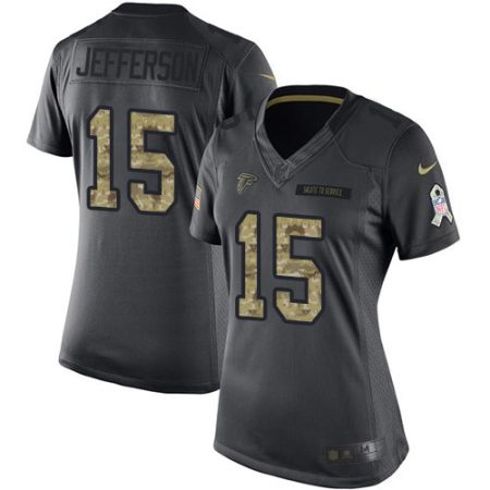 Falcons #15 Van Jefferson Black Stitched Women's NFL Limited 2024 Salute to Service Jersey