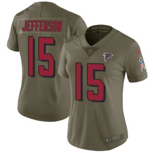 Falcons #15 Van Jefferson Olive Stitched Women's NFL Limited 2024 Salute To Service Jersey