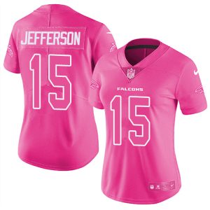 falcons #15 van jefferson pink women's stitched nfl limited rush fashion wholesale jersey