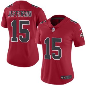 falcons #15 van jefferson red stitched women's nfl limited rush wholesale jersey