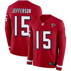 wholesale Falcons #15 Van Jefferson Red Team Color Men's Stitched NFL Limited Therma Long Sleeve Jersey