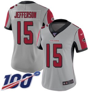 cheap Falcons #15 Van Jefferson Silver Stitched Women's NFL Limited Inverted Legend 100th Season Jersey