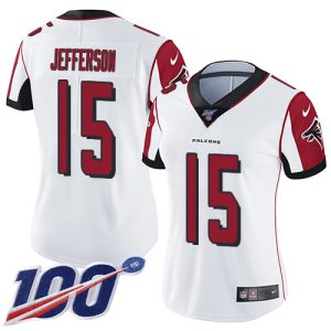 cheap Falcons #15 Van Jefferson White Stitched Women's NFL 100th Season Vapor Untouchable Limited Jersey