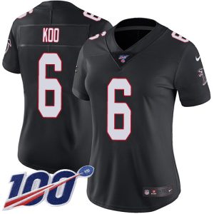 Falcons #6 Younghoe Koo Black Alternate Stitched Women's NFL 100th Season Vapor Untouchable Limited Jersey