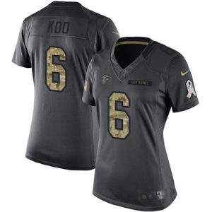 Falcons #6 Younghoe Koo Black Stitched Women's NFL Limited 2024 Salute to Service Jersey