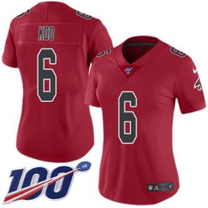 wholesale Falcons #6 Younghoe Koo Red Stitched Women's NFL Limited Rush 100th Season Jersey