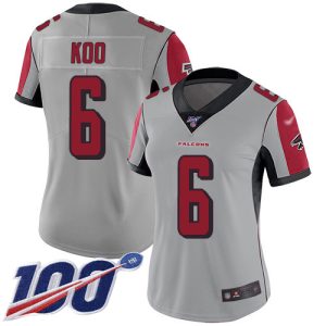 falcons #6 younghoe koo silver stitched women's nfl limited inverted legend 100th season cheap jersey