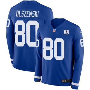 wholesale Giants #80 Gunner Olszewski Royal Blue Team Color Youth Stitched NFL Limited Therma Long Sleeve Jersey