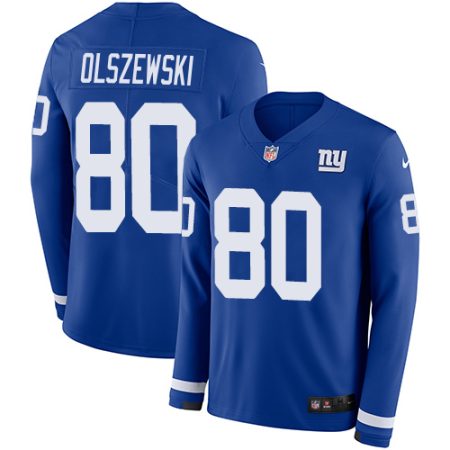 wholesale Giants #80 Gunner Olszewski Royal Blue Team Color Youth Stitched NFL Limited Therma Long Sleeve Jersey
