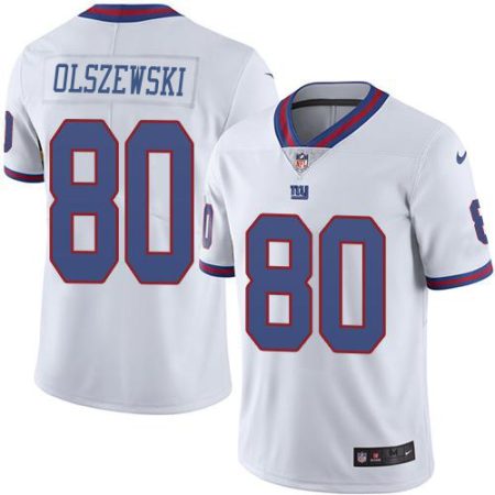 wholesale Giants #80 Gunner Olszewski White Youth Stitched NFL Limited Rush Jersey