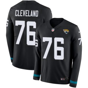 Jaguars #76 Ezra Cleveland Black Team Color Youth Stitched NFL Limited Therma Long Sleeve Jersey