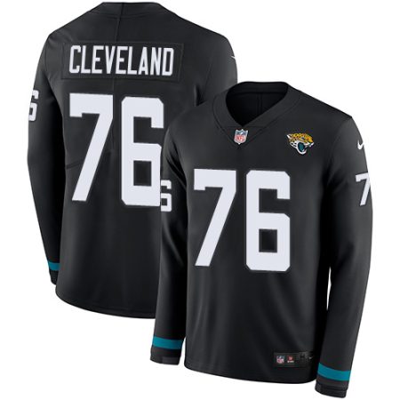 Jaguars #76 Ezra Cleveland Black Team Color Youth Stitched NFL Limited Therma Long Sleeve Jersey