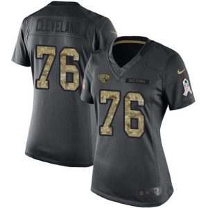 Jaguars #76 Ezra Cleveland Black Women's Stitched NFL Limited 2024 Salute to Service Jersey