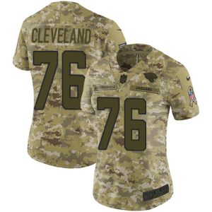 Jaguars #76 Ezra Cleveland Camo Women's Stitched NFL Limited 2024 Salute To Service Jersey