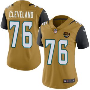 wholesale Jaguars #76 Ezra Cleveland Gold Women's Stitched NFL Limited Rush Jersey