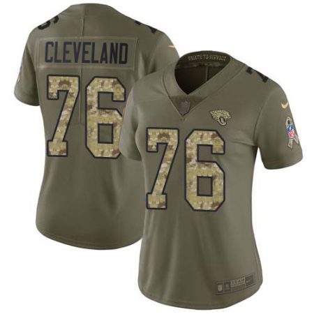 Jaguars #76 Ezra Cleveland Olive/Camo Women's Stitched NFL Limited 2024 Salute To Service Jersey