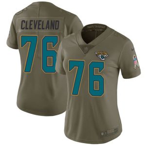 Jaguars #76 Ezra Cleveland Olive Women's Stitched NFL Limited 2024 Salute To Service Jersey