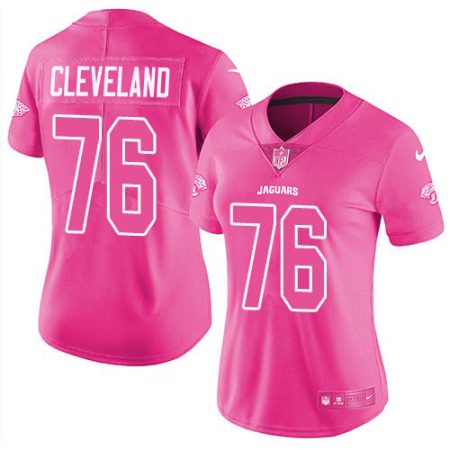 wholesale Jaguars #76 Ezra Cleveland Pink Women's Stitched NFL Limited Rush Fashion Jersey