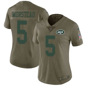 Jets #5 Thomas Morstead Olive Women's Stitched NFL Limited 2024 Salute To Service Jersey